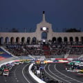 Denny Hamlin leads Kyle Busch - LA Coliseum - NASCAR Clash