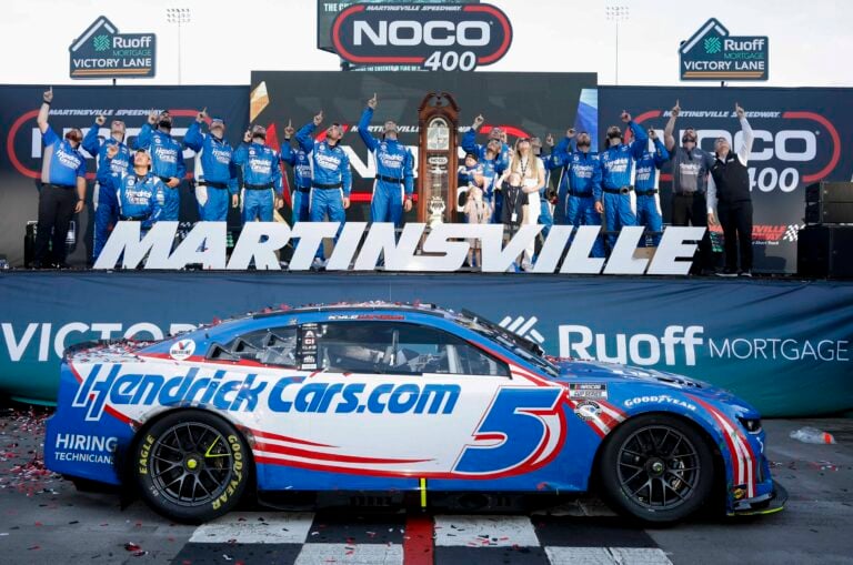 Kyle Larson in victory lane at Martinsville Speedway - NASCAR Cup Series