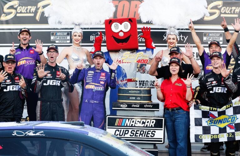 Denny Hamlin in victory lane at Las Vegas Motor Speedway - NASCAR Cup Series