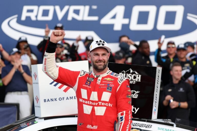 Shane van Gisbergen in victory lane - Charlotte Motor Speedway Roval - NASCAR Cup Series