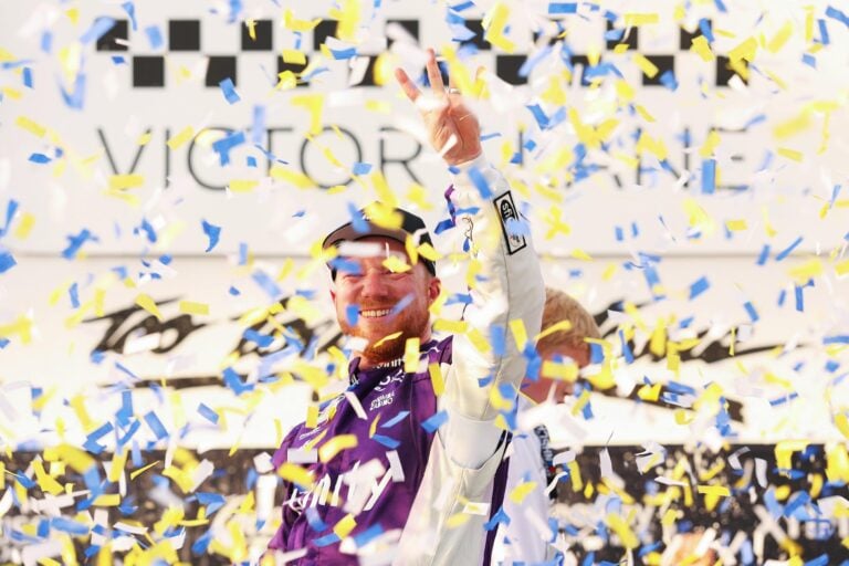 Tyler Reddick in victory lane at Darlington Raceway - NASCAR Cup Series