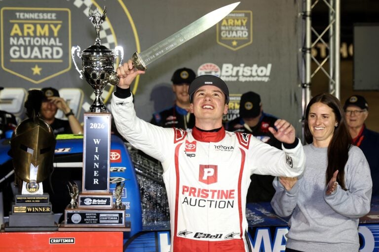 Christopher Bell in victory lane at Bristol Motor Speedway - NASCAR Truck Series