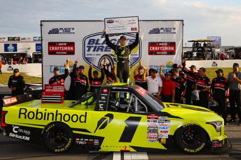 Corey Day in victory lane at Darlington Raceway - NASCAR Truck Series