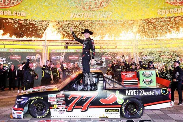 Carson Hocevar in victory lane at Texas Motor Speedway - NASCAR Truck Series