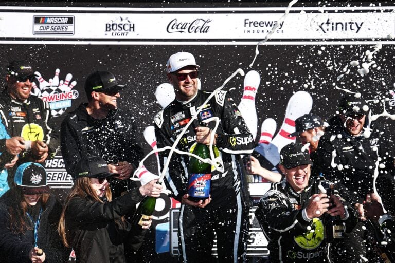 Shane van Gisbergen in victory lane at Watkins Glen International - NASCAR Cup Series