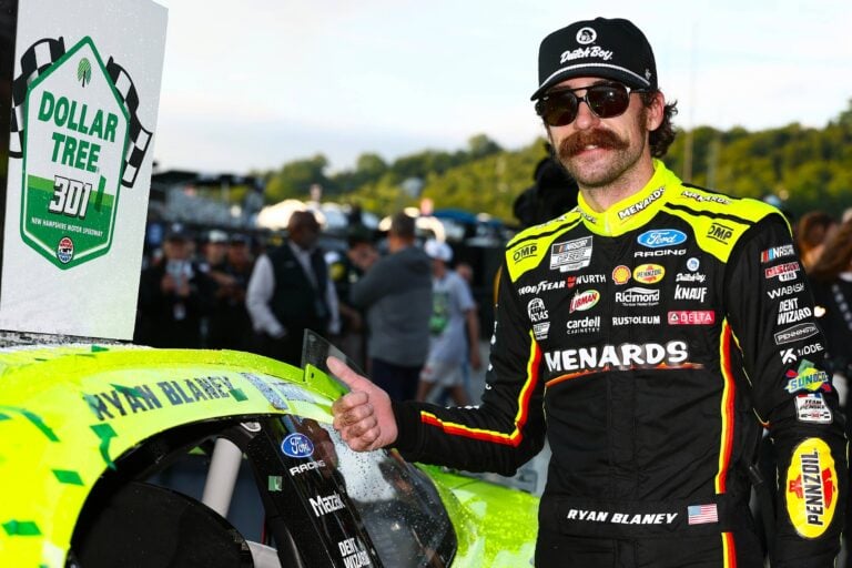 Ryan Blaney in victory lane at New Hampshire Motor Speedway - NASCAR Cup Series